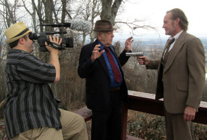 John Johnson films while David Harscheid (L) and T. Eric Hart (R) have a little chat. Filmed at the Betsy Bell Mountain overlook.